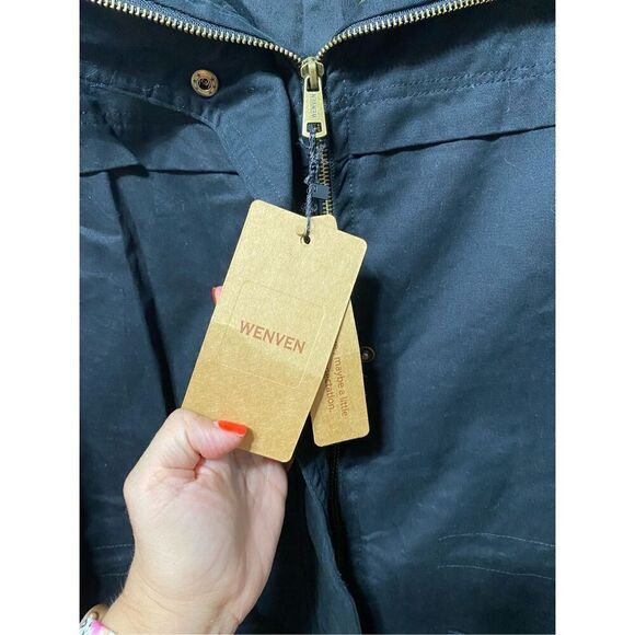 WenVen Women's Plus Size Jacket Lightweight Long Sleeve Utility Anorak Coat Blac - Picture 5 of 9